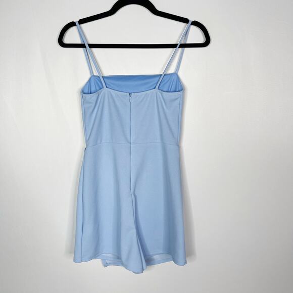 Blue Blush Small S Blue Wrap Front Dress with Shorts Romper Square Neck Cocktail - Picture 2 of 9